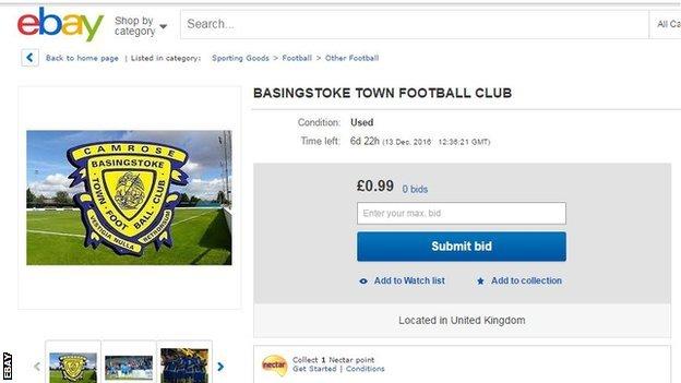 Basingstoke Town eBay listing