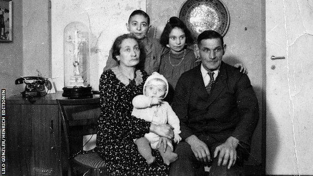 Sonny and his family pose for a picture taken in 1945 - the day before he and his mother were deported