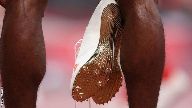 A pair of track spikes