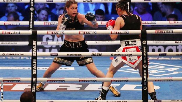 Katie Taylor sizes up a shot during a fight