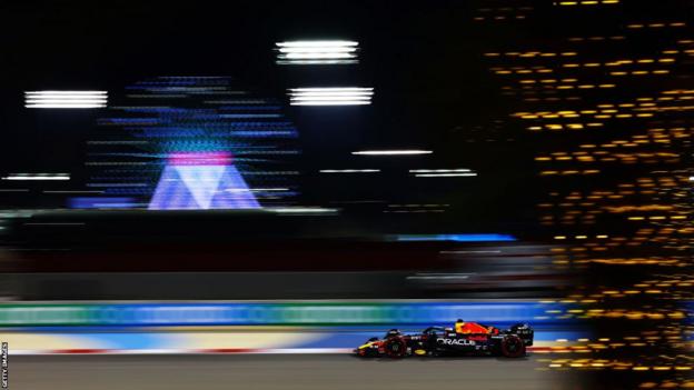 Max Verstappen's Red Bull on track in Bahrain