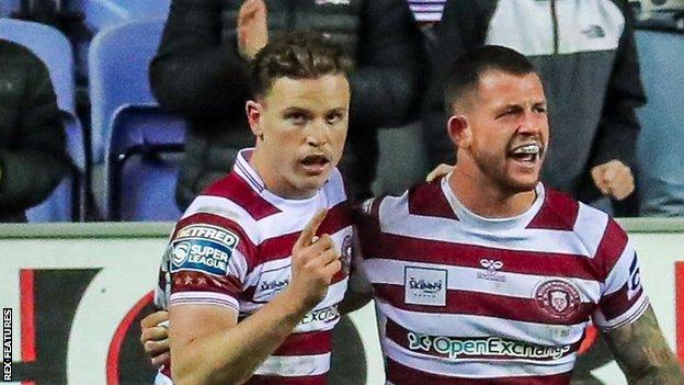 Jai Field (left) is Super League's leading try-scorer this season, bringing his tally for the campaign to nine after his two scores against Hull FC