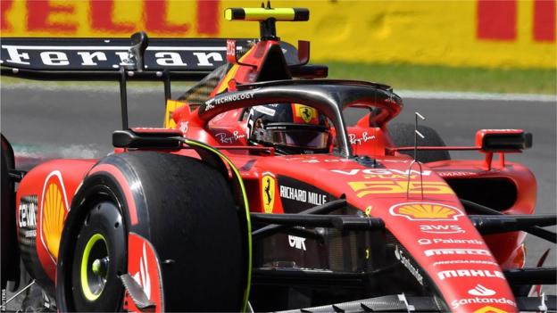Carlos Sainz drives his Ferrari during Italian GP final practice