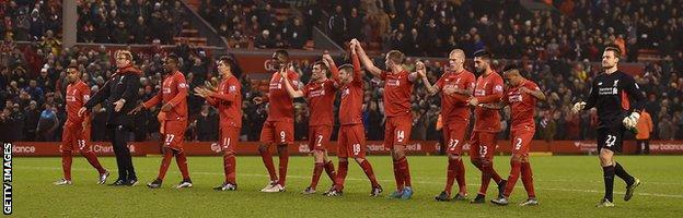 Liverpool players and manager go to crowd after draw with West Brom
