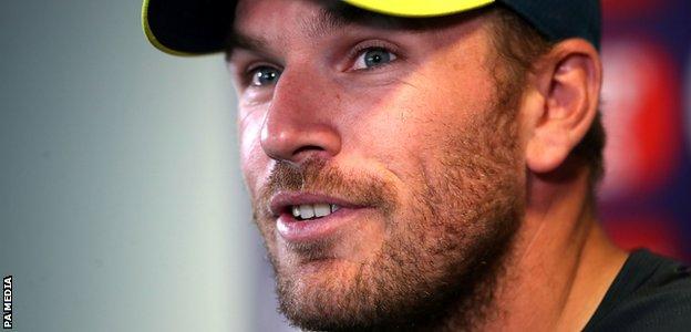 Australia captain Aaron Finch speaks to the media