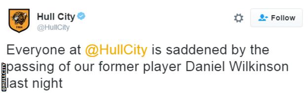 Hull City tweet their condolences