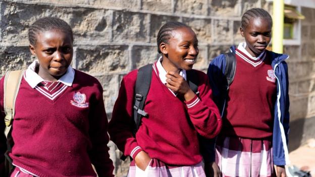 Girls at Nala Track club in school uniform.