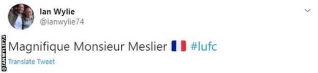 A tweet describing Meslier as 