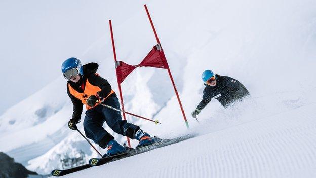 Katie Guest guides Menna Fitzpatrick in training