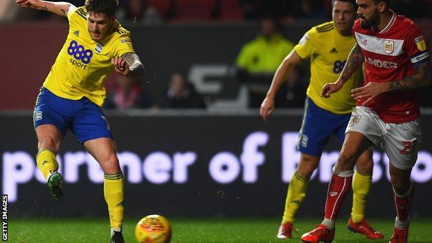 Connor Mahoney scores the opener for Birmingham City