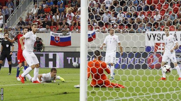 Adam Lallana broke Slovakia's resistance five minutes into added time
