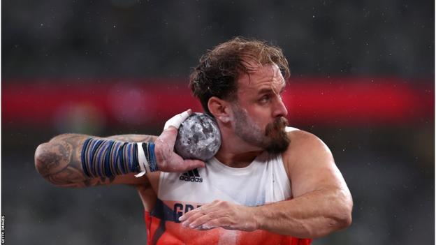 Shot putter Aled Sion Davies astatine  the Tokyo Paralympics