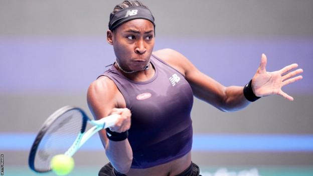 Coco Gauff in action at the China Open