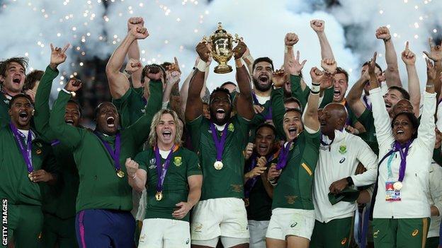 South Africa with the World Cup trophy