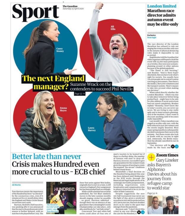 The back page of Saturday's Guardian