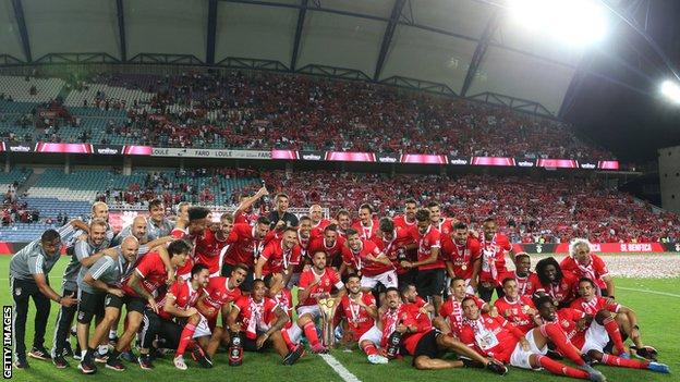 Benfica celebrate winning the 2019 Portuguese league title
