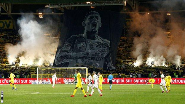 A giant tifo of Emiliano Sala was unveiled before kick off