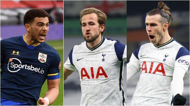 Southampton's Che Adams, Tottenham's Harry Kane and Gareth Bale