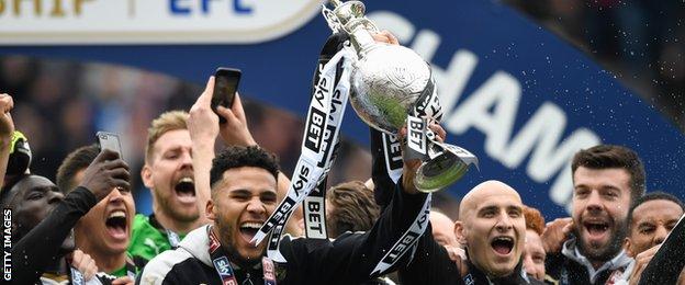 Newcastle United with the Championship trophy