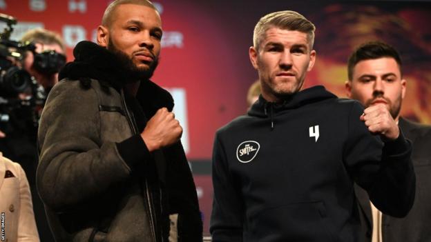 Chris Eubank Jr and Liam Smith pose for pictures side by side
