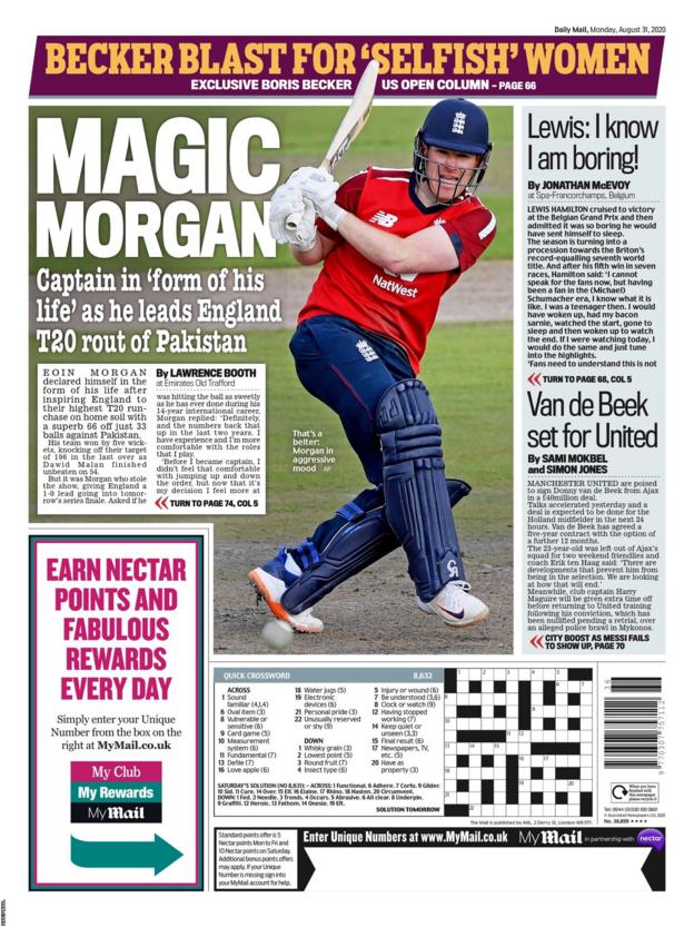 Monday's back pages BBC Sport