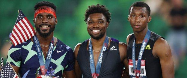 Kenny Bednarek, Noah Lyles and Erriyon Knighton