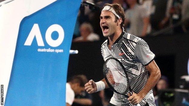 Roger Federer Celebrates 2017 Australian Open Win