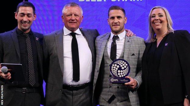 Sheffield United manager Chris Wilder and striker Billy Sharp at the EFL Awards
