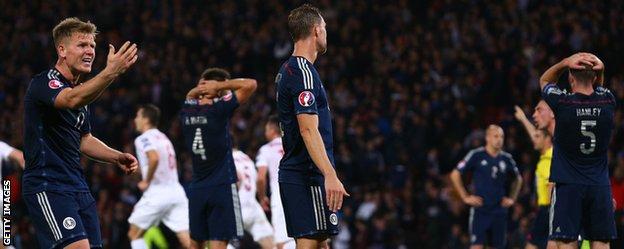 Scotland's Matt Ritchie and team-mates are left disappointed against Poland
