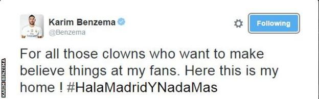 Karim Benzema tweet