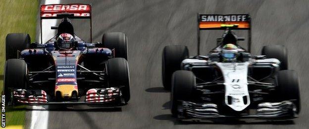 Max Verstappen overtakes Sergio Perez