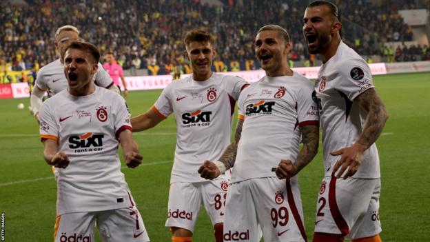 Players of Gaziantep FK celebrate after scoring a goal during the News  Photo - Getty Images