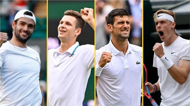 Wimbledon 2021 Novak Djokovic Denis Shapovalov Berrettini And Hurkacz Battle For Place In Final Bbc Sport