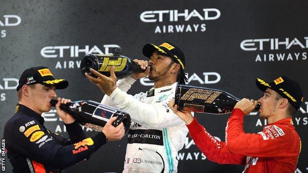 Max Verstappen, Lewis Hamilton and Charles Leclerc