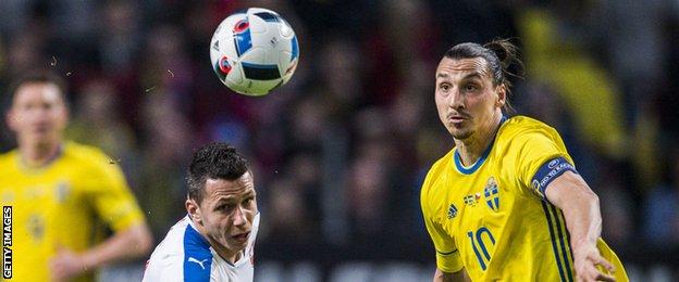 Zlatan Ibrahimovic in action for Sweden