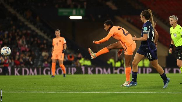 Esmee Brugts fires the only goal