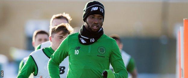 Celtic striker Moussa Dembele in training