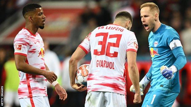 RB Leipzig are captained by goalkeeper Peter Gulacsi (right)