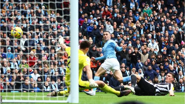 Phil Foden scores for Manchester City against Newcastle