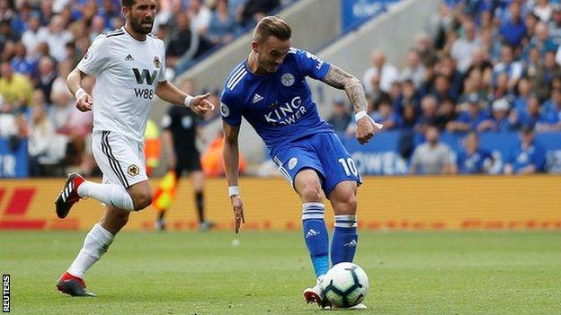 James Maddison scores for Leicester.