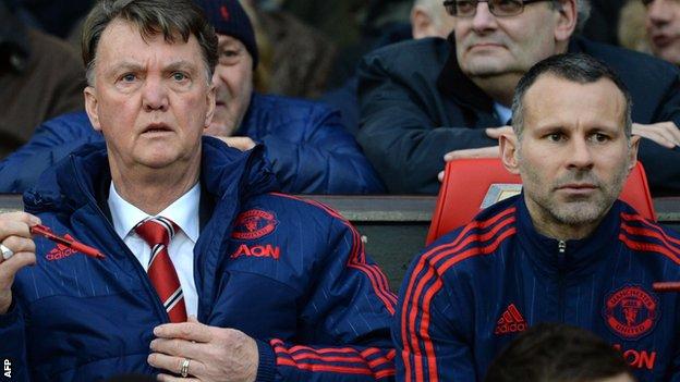 Manchester United boss Louis van Gaal and assistant manager Ryan Giggs