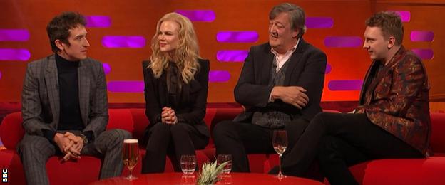Geraint Thomas with Nicole Kidman, Stephen Fry and Joe Lycett on the Graham Norton Show