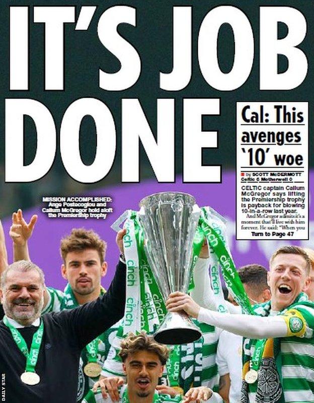A screenshot of the back page of Sunday's Scottish Daily Star