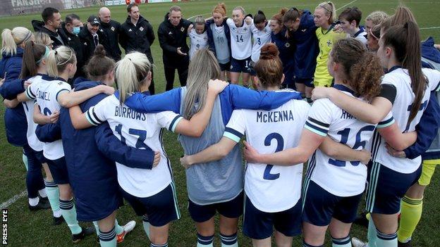 Northern Ireland celebrate after their record win in North Macedonia