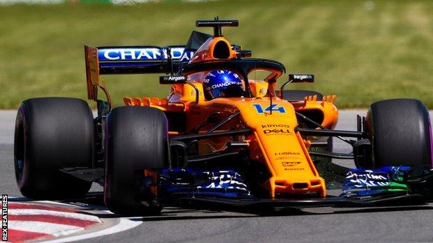 Mclaren F1 driver Fernando Alonso in action at the Canadian Grand Prix