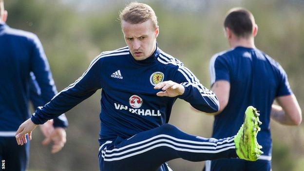 Celtic striker Leigh Griffiths in training with Scotland