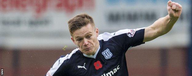 Cardiff's Rhys Healey in action for Dundee