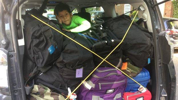 Aviv Mathur in the boot of the Toyota Vellfire that travelled from Singapore to London
