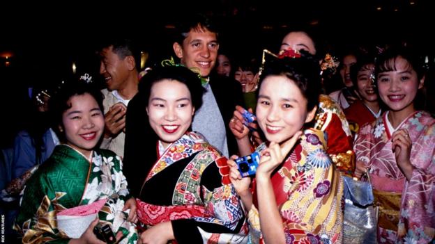 Gary Lineker surrounded by fans successful  accepted   Japanese formal  during his clip  successful  Nagoya