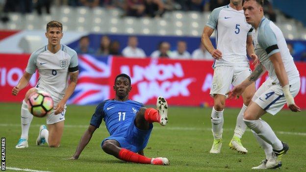 Ousmane Dembele in action for France against England